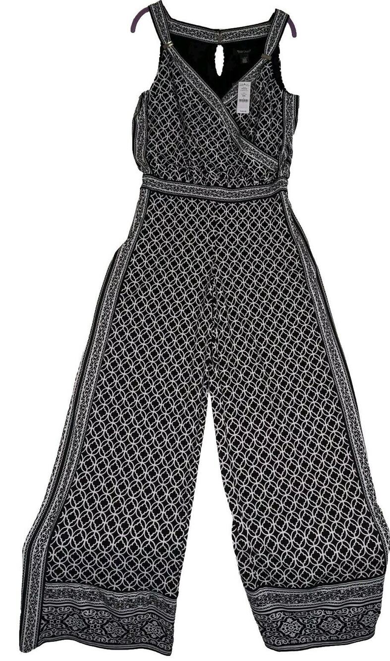 White House Black market Jumpsuit NWT Sz4 Border Print Bust W. Ins MSRP$140